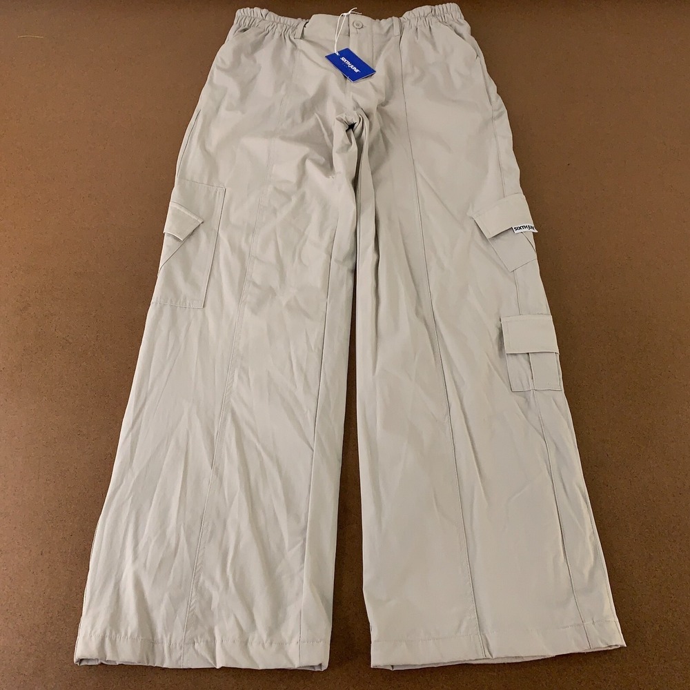 Sixth June Women's Size Medium Relaxed Fit Bone Fluid Lined Cargo Pants NWT